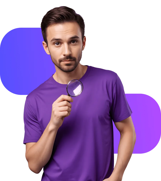 Get Customer Insights Man holding a magnifying glass